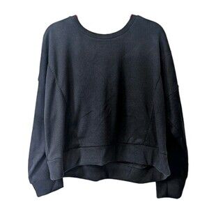 Olive + Oak Waffle Knit Sweater XL Black Lightweight Pullover Crew Neck NWT